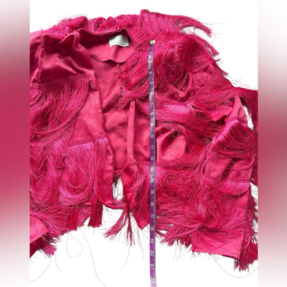 Asos Pink Fringed Women's Blazer NWT Size 6 Shoulder Pad Bachelorette Festival - Picture 6 of 8